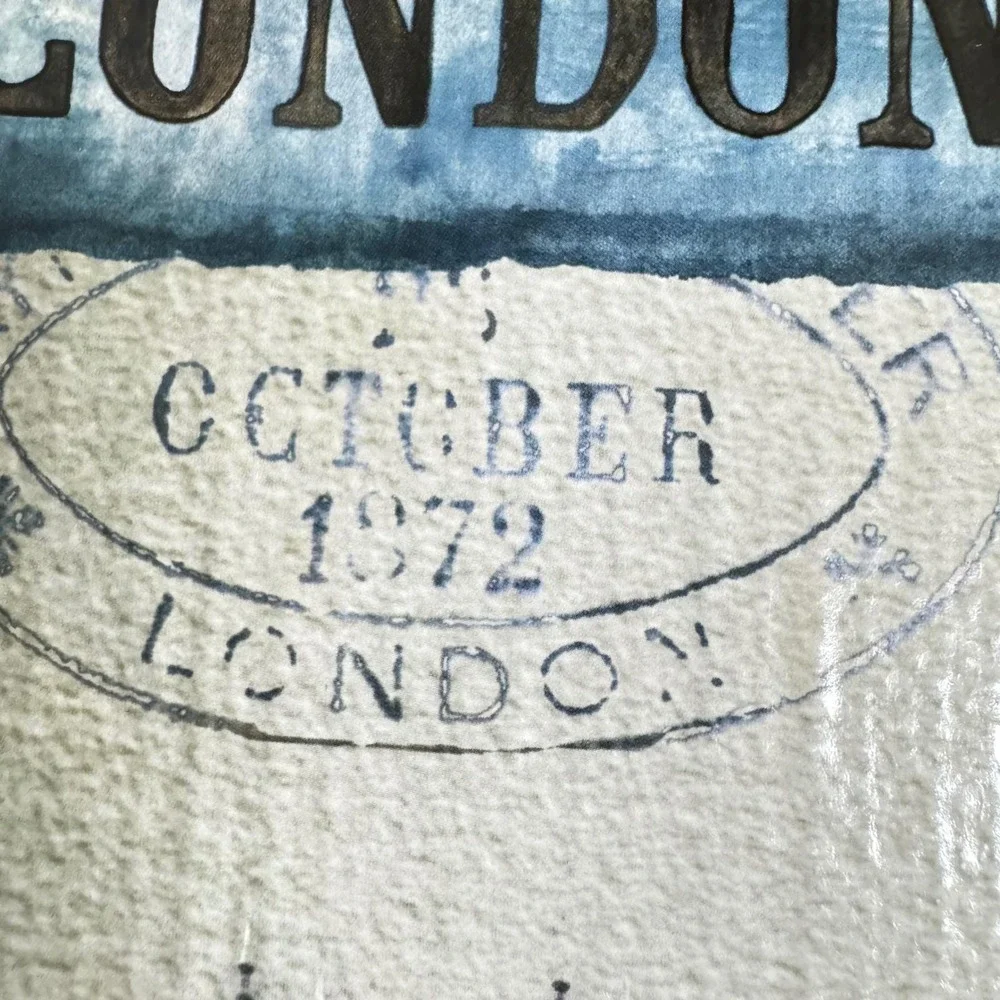 Vintage London Big Ben‎ Travel Canvas Burlap Wall Art October 1972 Stamp Decor